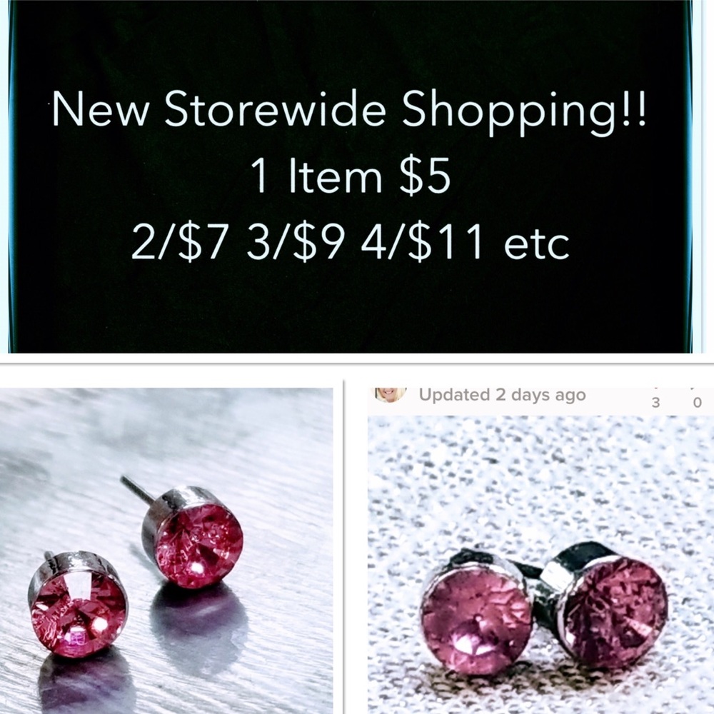 New 6mm Purple Rhinestone Stud Earrings